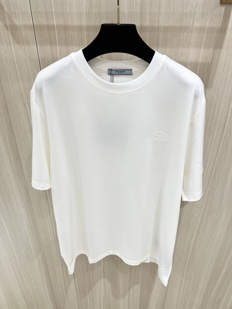 PRADA Premium Embroidered Letter Short-Sleeve T-Shirt - Luxe Casual Style