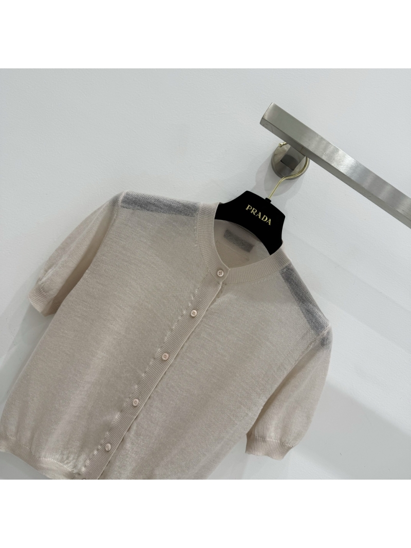 Prada Spring/Summer Ultra-Thin Short-Sleeve Cardigan - Luxe 100% Wool