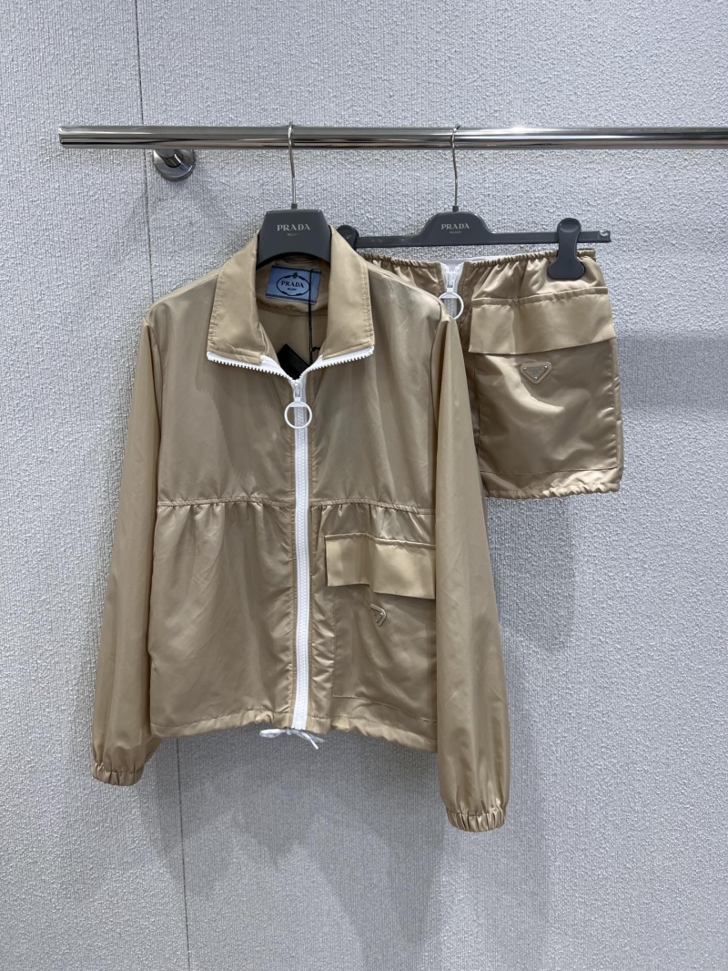 Prada Spring/Summer Luxe Triangle Logo Jacket & Skirt Set