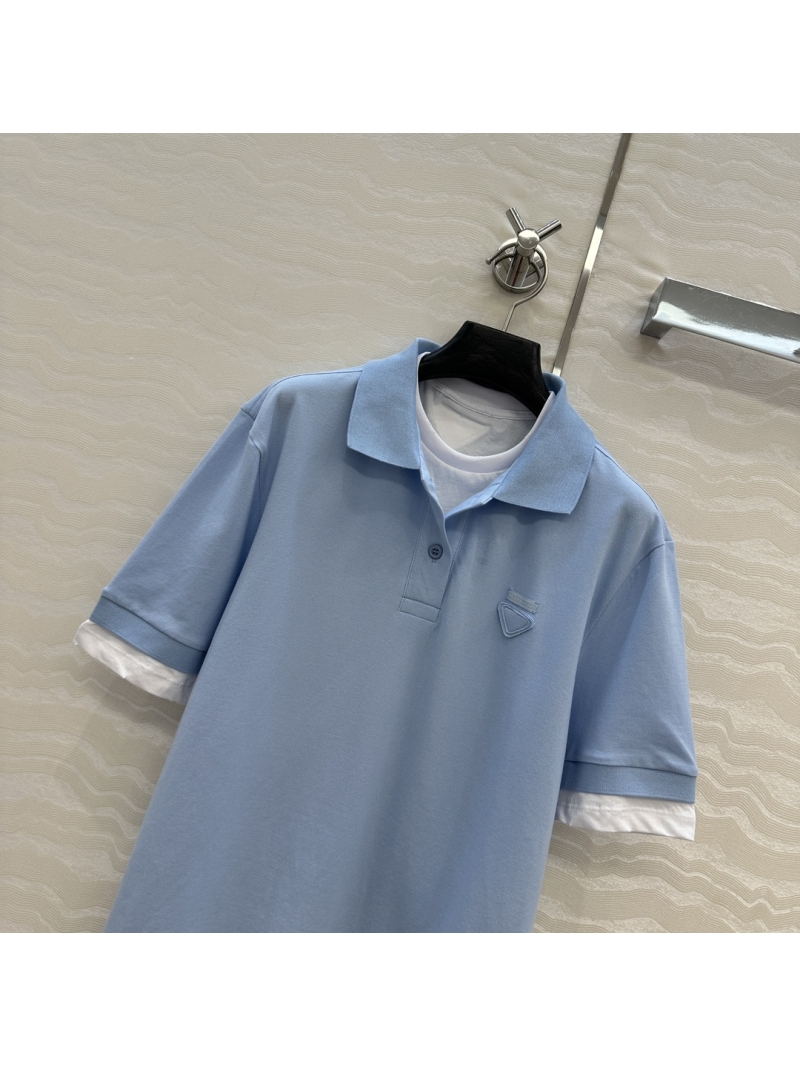 Prada Elegant Faux Two-Piece Polo T-Shirt - Luxe Cotton Style