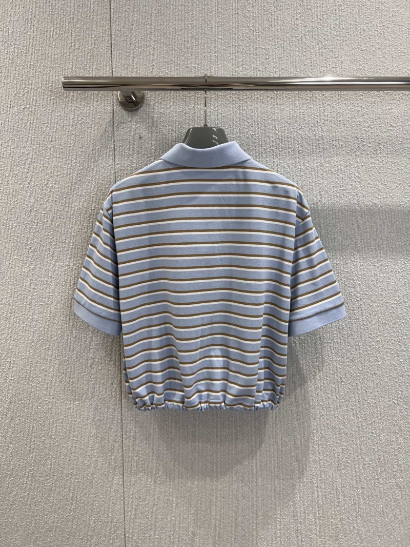Prada Blue & White Striped Short-Sleeve POLO Shirt - Exclusive Luxe Design