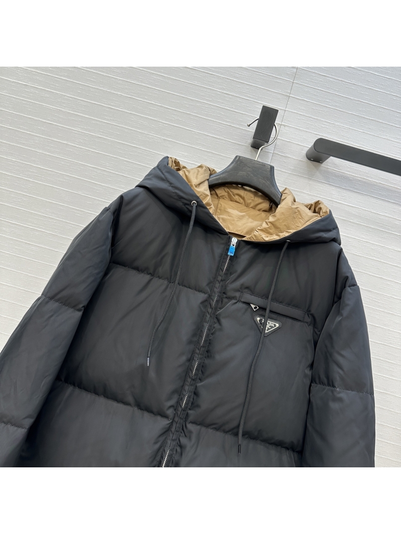 Prada Winter Hooded Short Puffer Jacket - Luxe Memory Silk Recycle Nylon with Iconic Triangle Logo