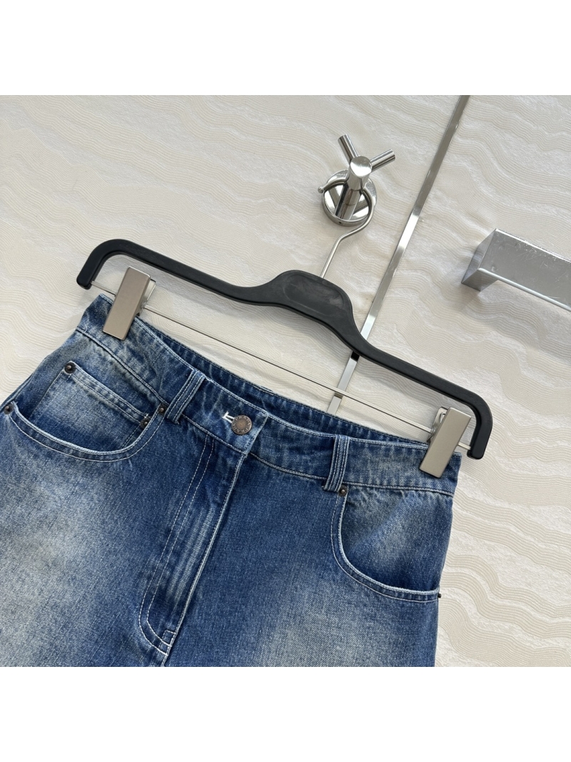 Prada High-Waisted Vintage Blue Denim Shorts with Classic Triangle Logo