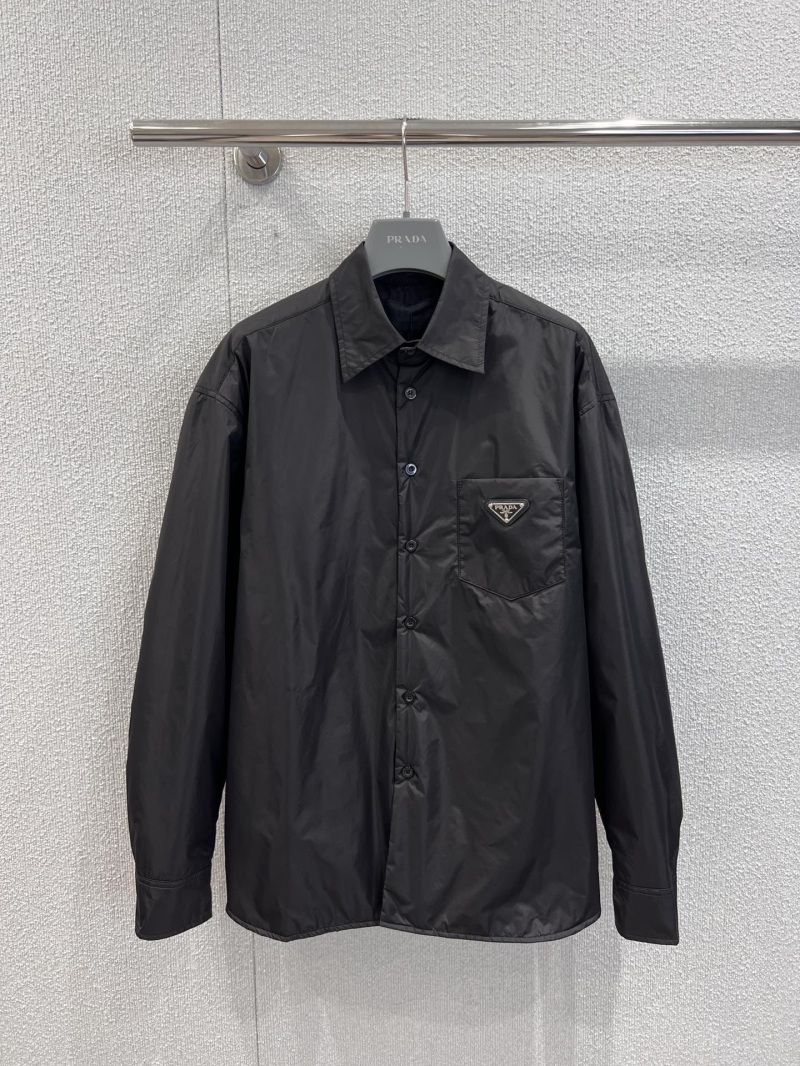 Prada Black Re-Nylon Shirt Jacket | Luxe Oversized Fit with Enamel Triangle Logo