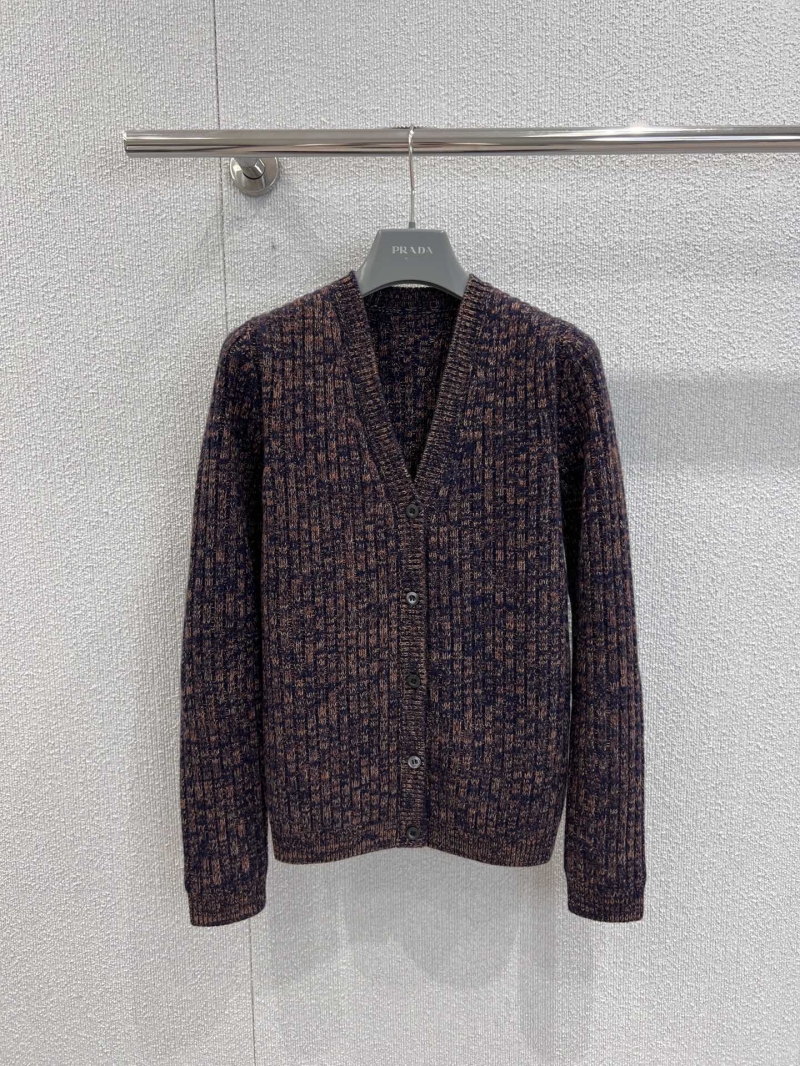 Prada 25FW V-Neck Cardigan in Heathered Tones