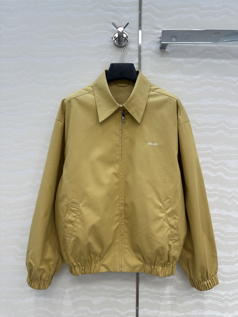 Prada Unisex Laoganbu Jacket in Mustard Yellow – Luxe Cotton Twill, Oversized Chic