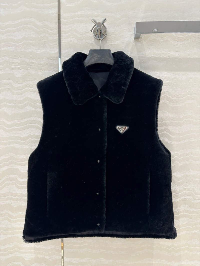 Prada Exclusive Imported Merino Fur Reversible Vest in Black | Double-Faced Luxury Outerwear