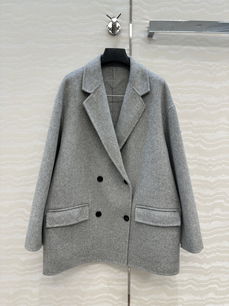 Prada Limited Edition Handcrafted Double-Faced Wool Cashmere Blend Oversized Blazer Coat in Gray