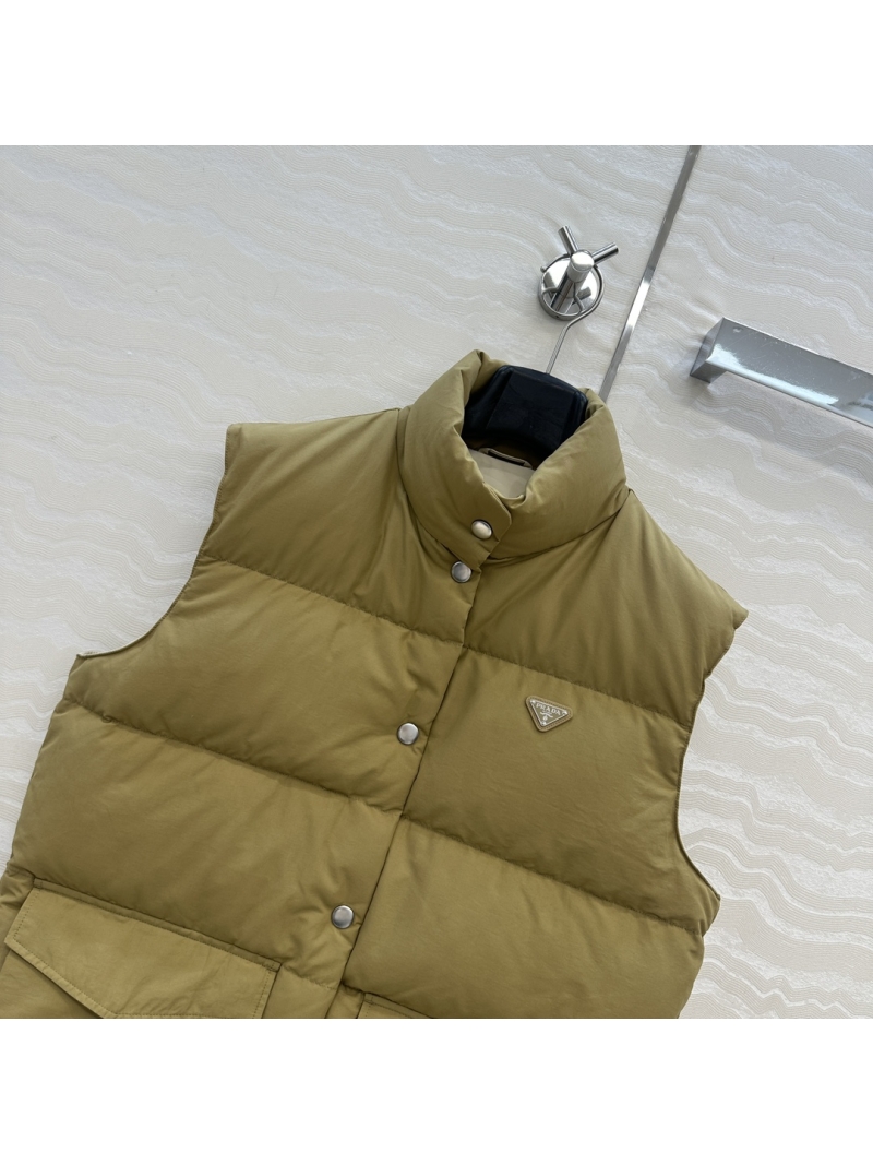 Prada Down Vest in Premium Goose Down - Winter Puffer Vest with Stand Collar