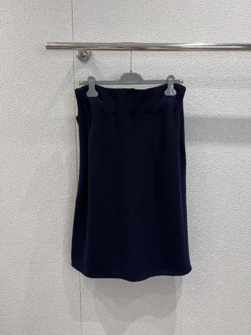 Prada Elevated Knitted Midi Skirt | Deep Navy Blue | Workwear Pockets & Elastic Waist | Timeless Luxury