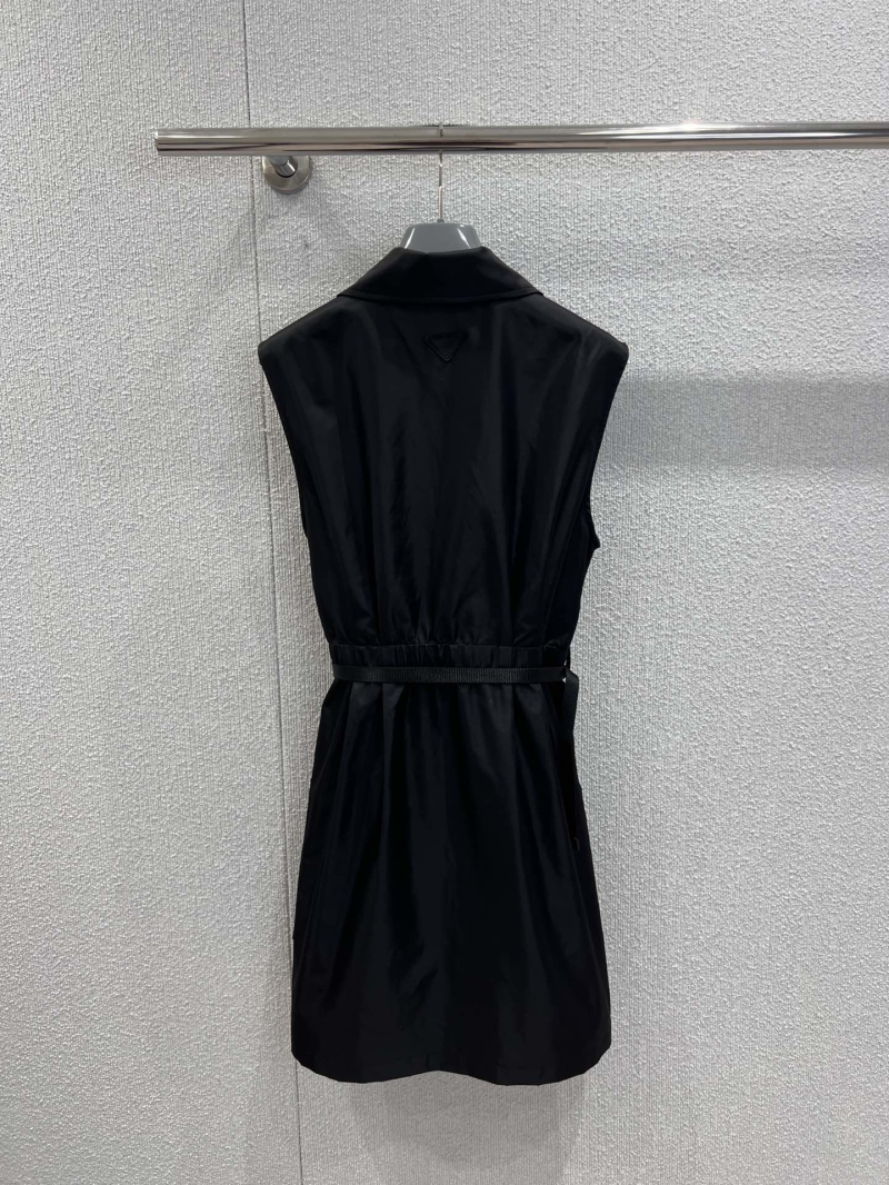 Prada Re-Nylon Sleeveless Utility Mini Dress in Black