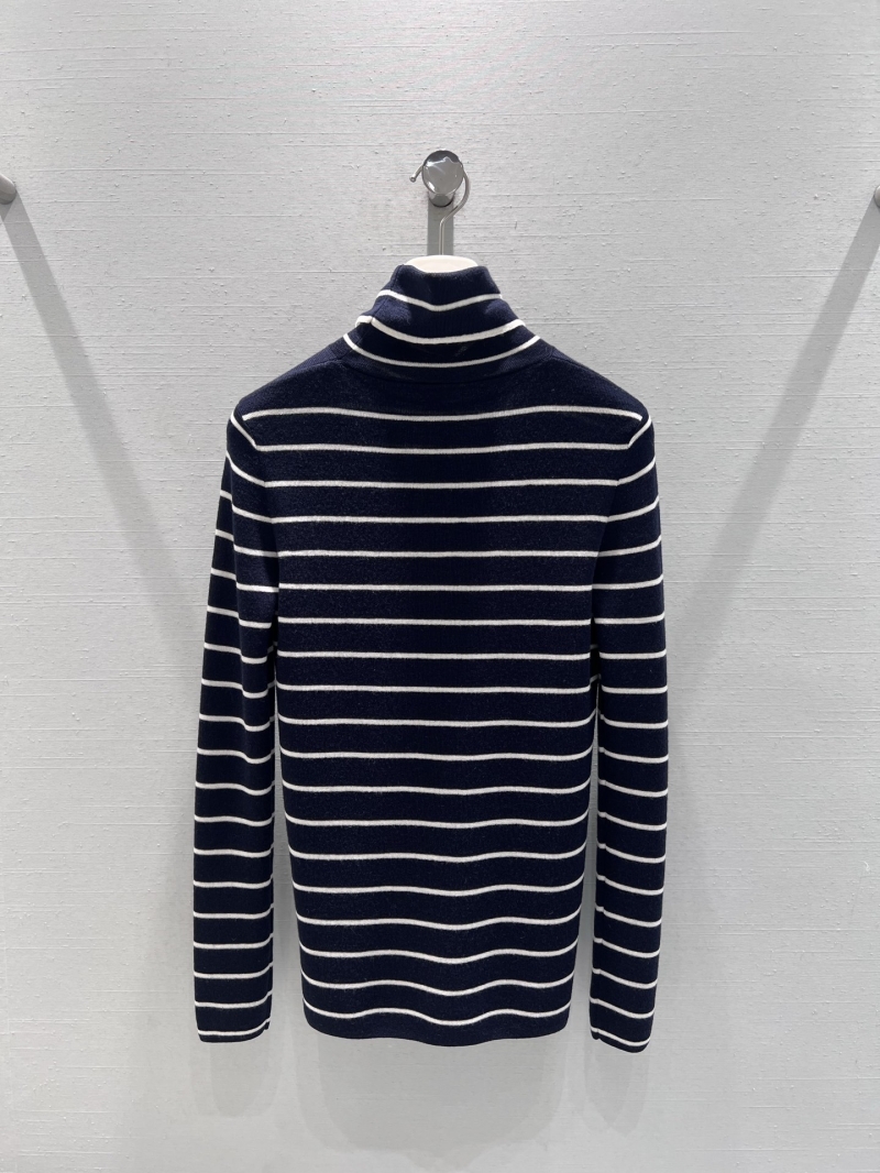 Prada Striped Turtleneck Knit Sweater in Navy Blue and White