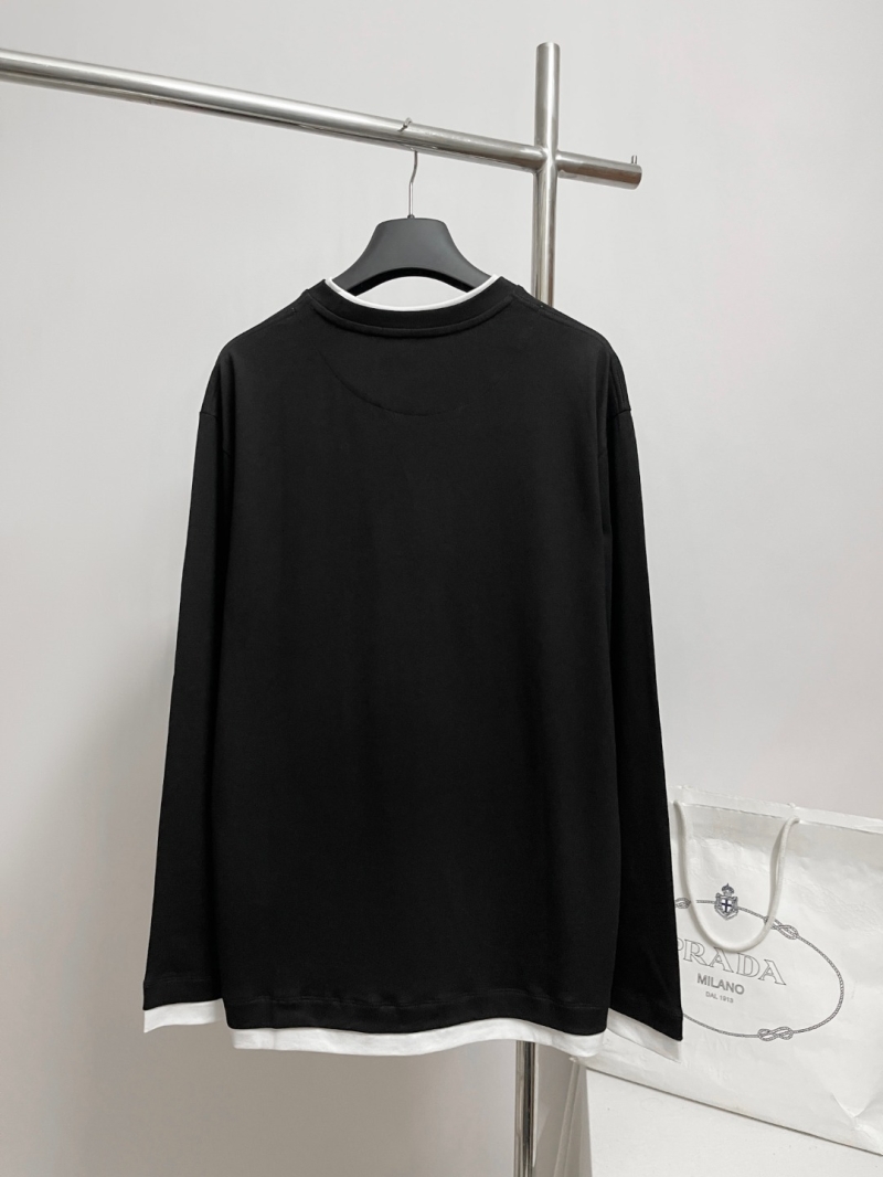 Prada Layered-Effect Logo Patch Sweatshirt in Black