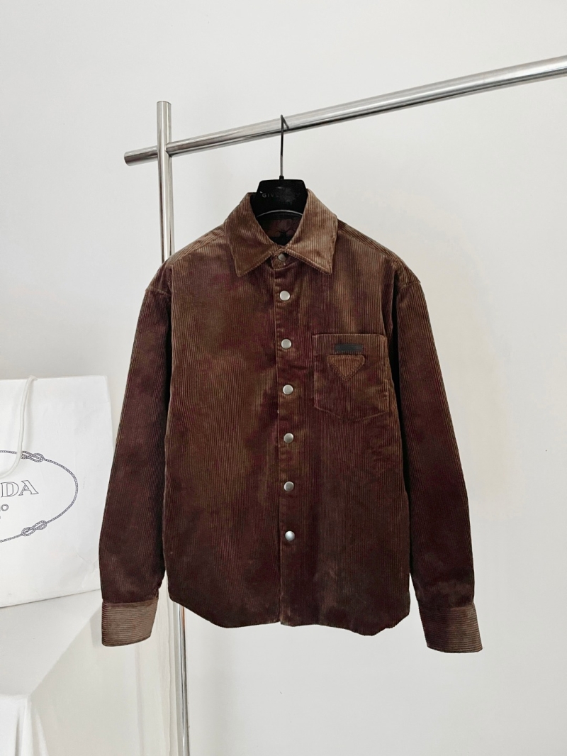 Prada Padded Corduroy Overshirt in Dark Chocolate Brown