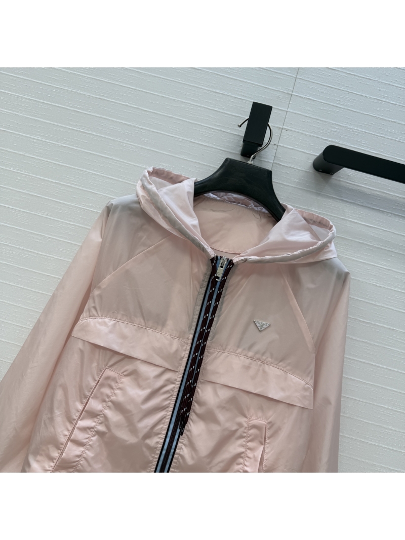 Prada Ice Pink Lightweight Nylon Hooded Sun-Protection Jacket