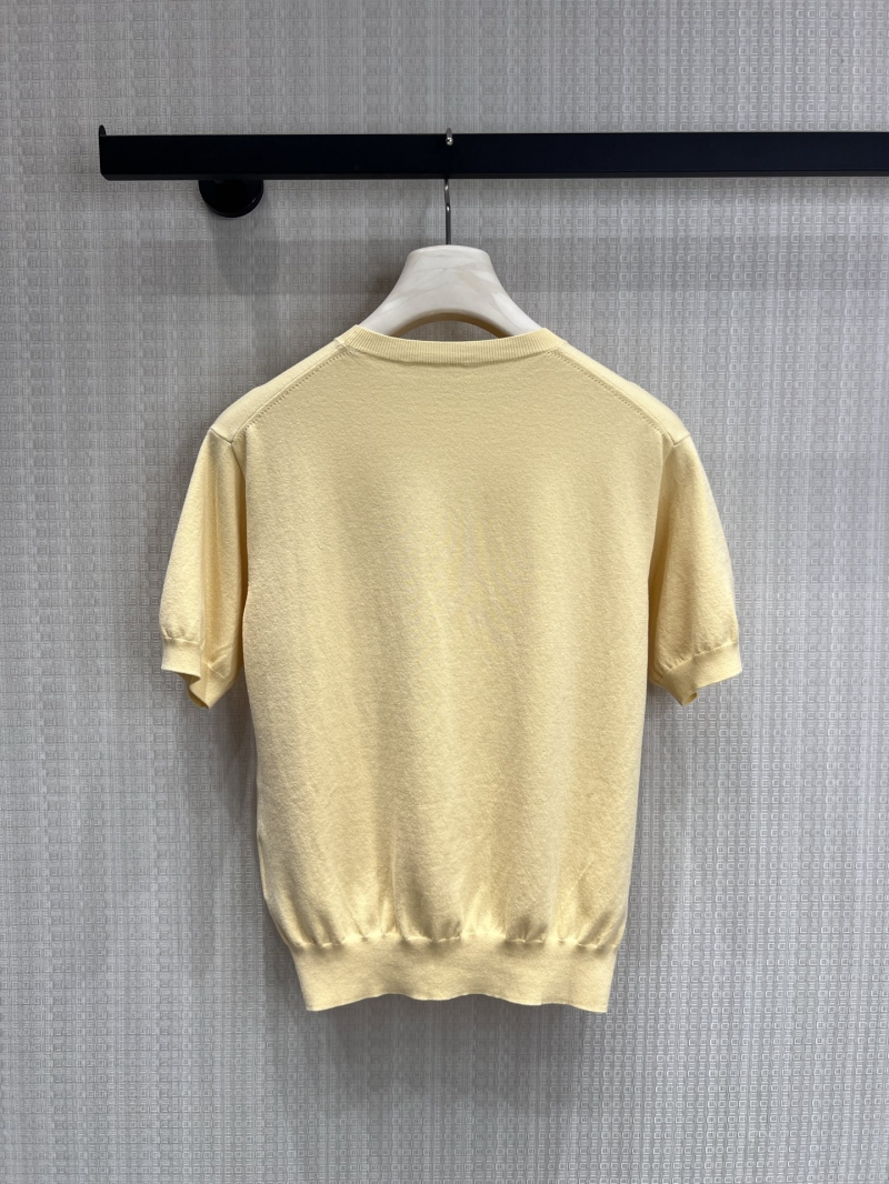 Prada Pale Yellow Embroidered Knit Short-Sleeved Top - Spring/Summer Limited Edition