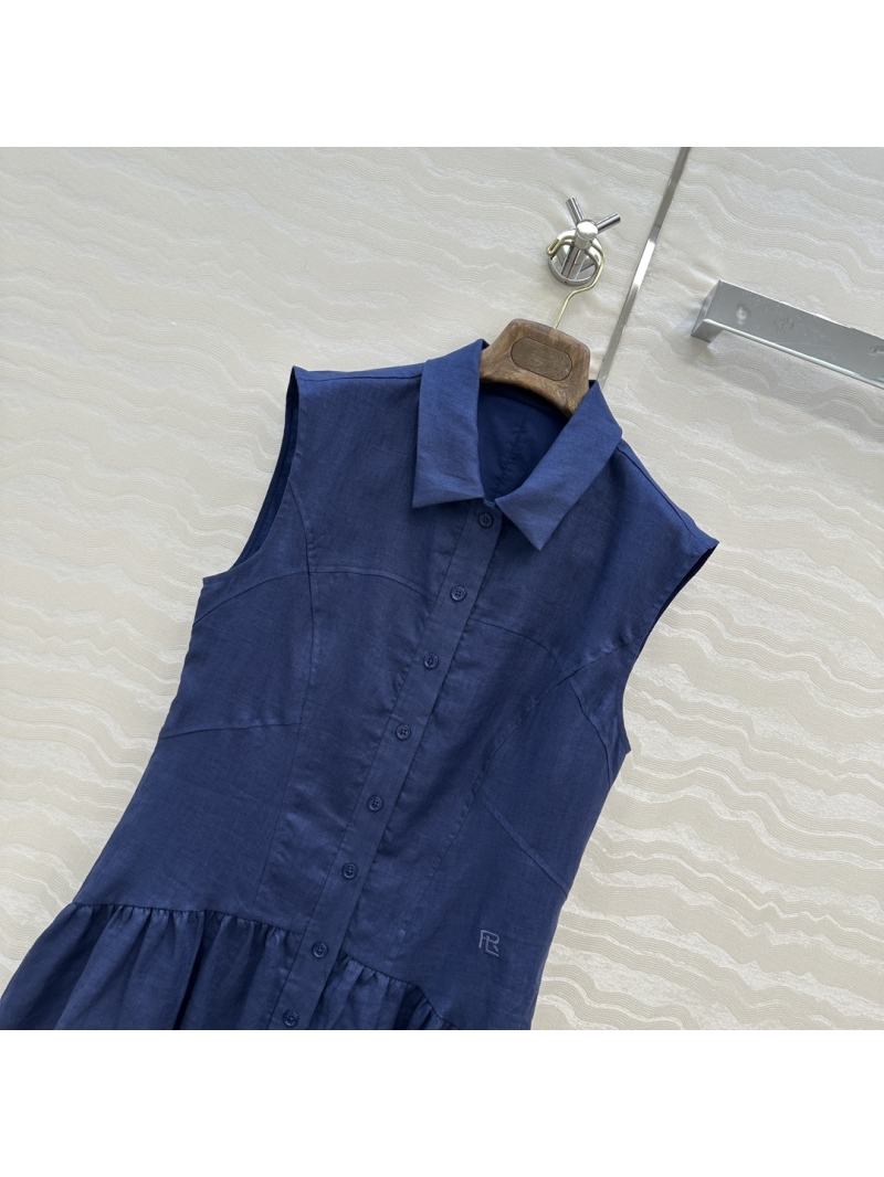 Ralph Lauren Luxe Linen Tennis-Inspired Deep Blue Dress
