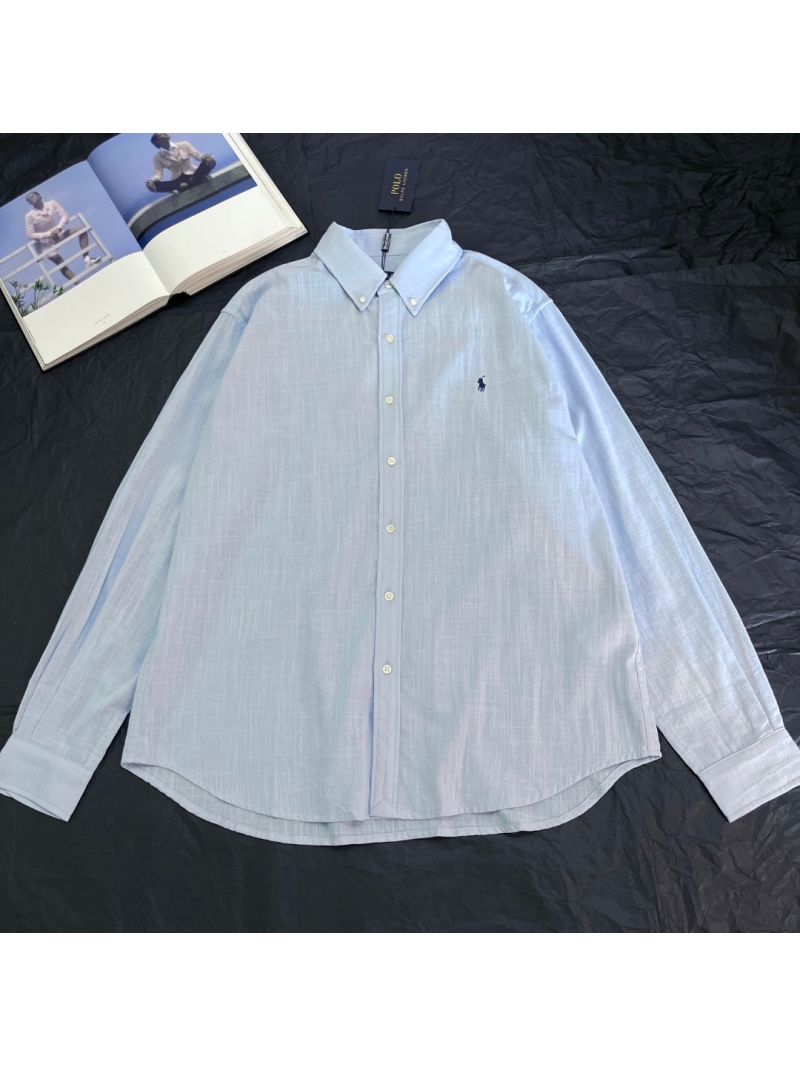 Ralph Lauren Unisex Embroidered Linen Shirt - light blue