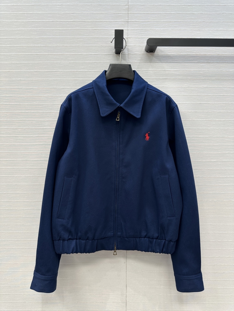 Ralph Lauren Navy Blue Denim Jacket with Embroidered Logo - Short Zip-Up Style