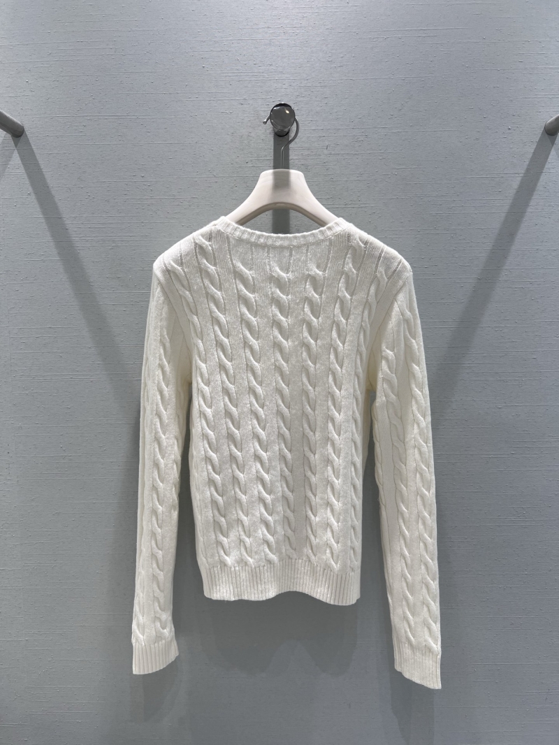 Ralph Lauren Women's Cable Knit Sweater in White, Custom YB Wool Blend, Exquisite Artisan Craftsmanship, Timeless Old Money Style