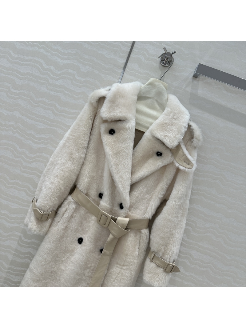 Ralph Lauren Spanish Merino Shearling Coat – Celebrity-Inspired Long Trench with Leather Accents