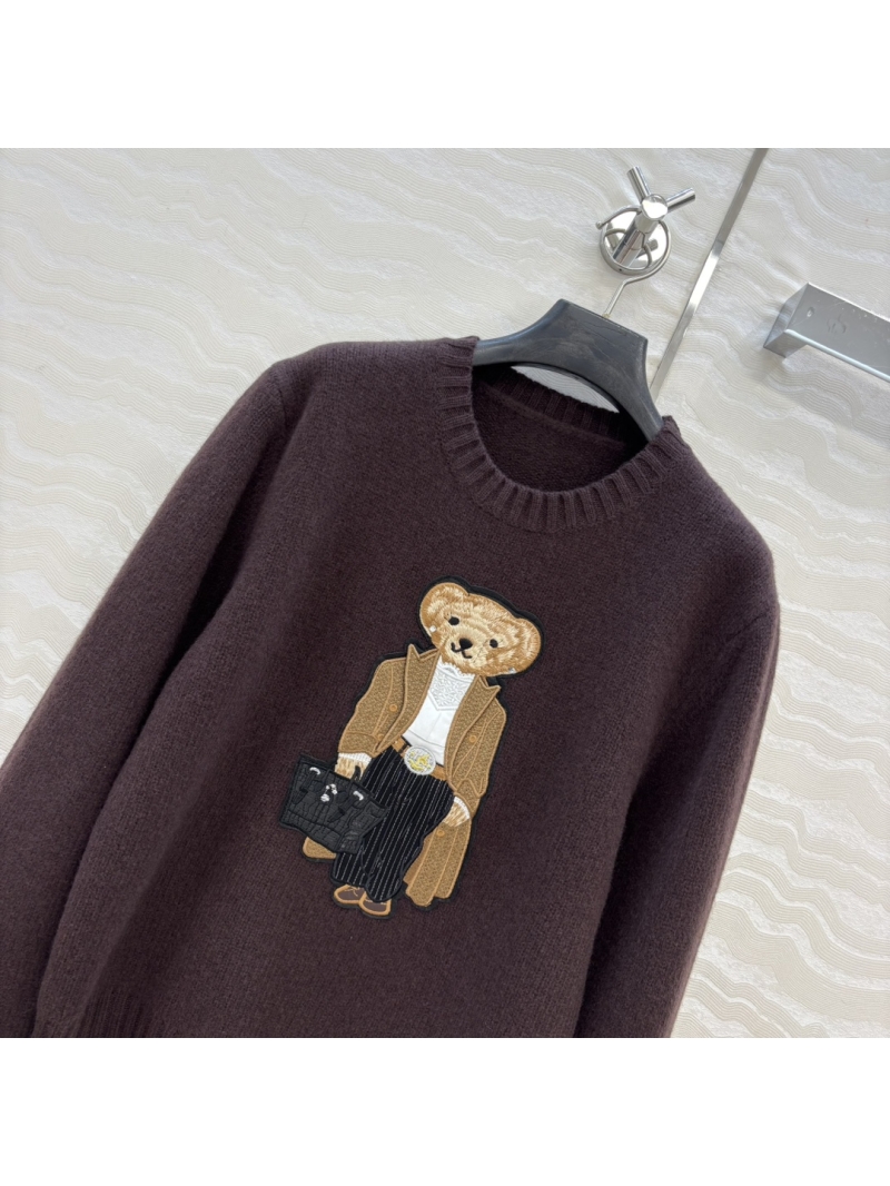 Ralph Lauren Embroidered Bear Wool Sweater: 100% Imported Wool, 3D Embroidery, Retro Chic