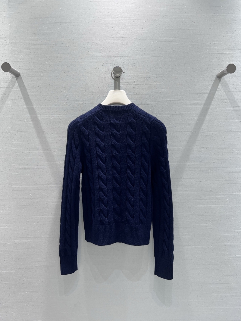 Ralph Lauren 2025 Fall Winter Cable Knit Cardigan Sweater - Navy Blue, V-Neck, Red Logo Embroidery, Timeless Preppy Style