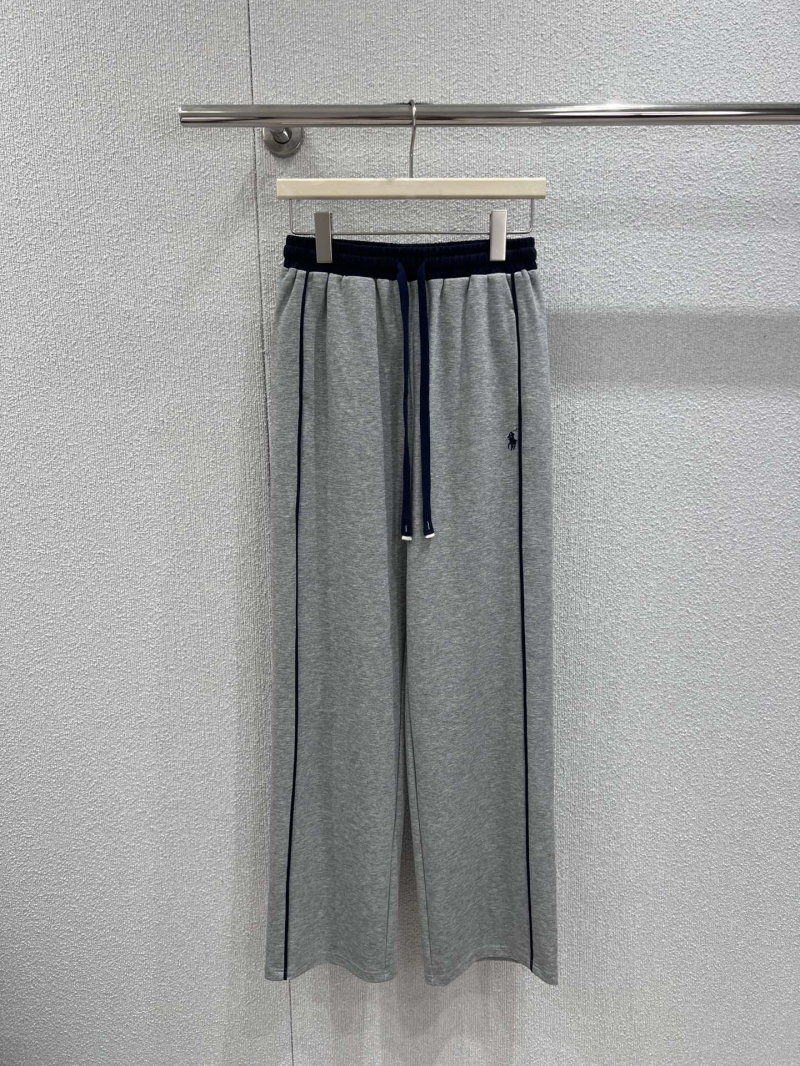 Ralph Lauren Early Spring Pony Logo Contrast Drawstring Sweatpants in Heather Gray