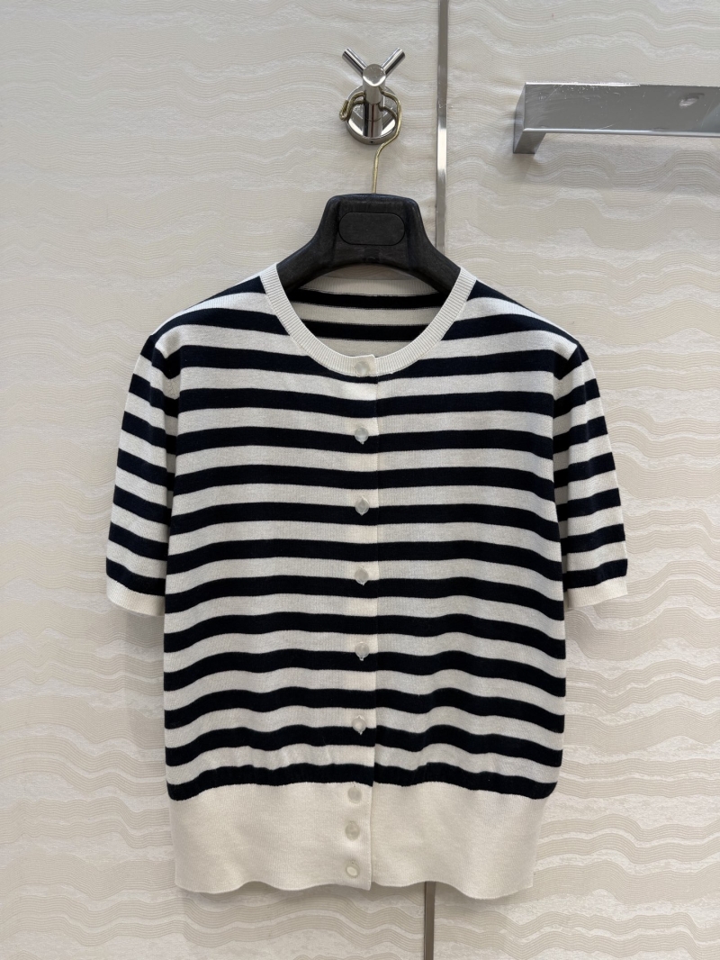 Ralph Lauren Nautical Series Mulberry Silk Blend Striped Crew Neck Cardigan