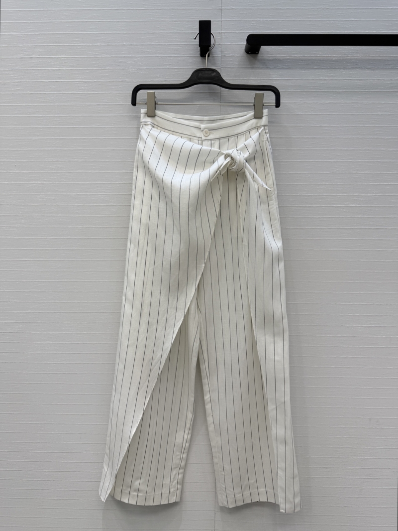 Ralph Lauren Exquisite Tencel-Linen Blend Pinstripe Wrap Trousers