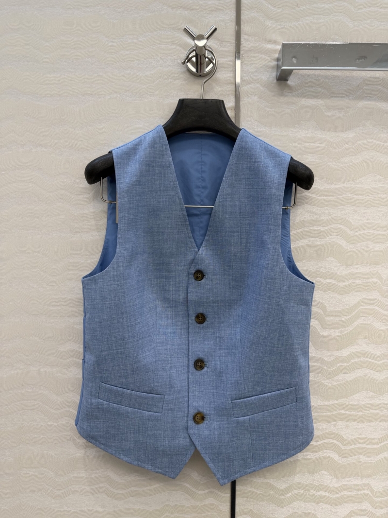 Ralph Lauren Custom Yarn-Dyed Fabric Wimbledon Blue Tailored Vest