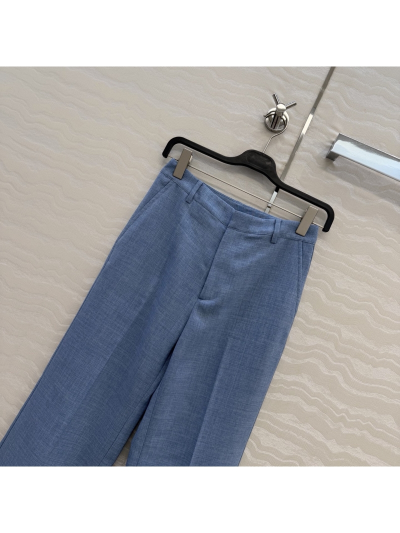 Ralph Lauren Custom Yarn-Dyed British Old Money Straight-Leg Trousers in Heathered Cornflower Blue