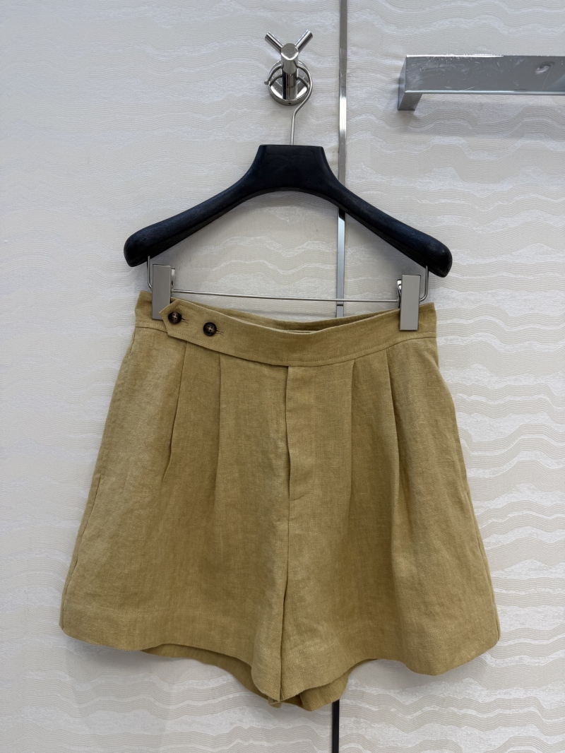 Ralph Lauren Old Money Pleated 100% Sand-Washed Linen Shorts in Mustard Yellow