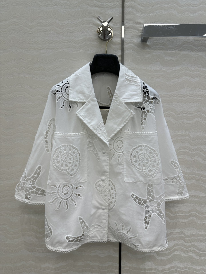 Valentino Exclusive Ocean Breeze Embroidered Cuban Shirt