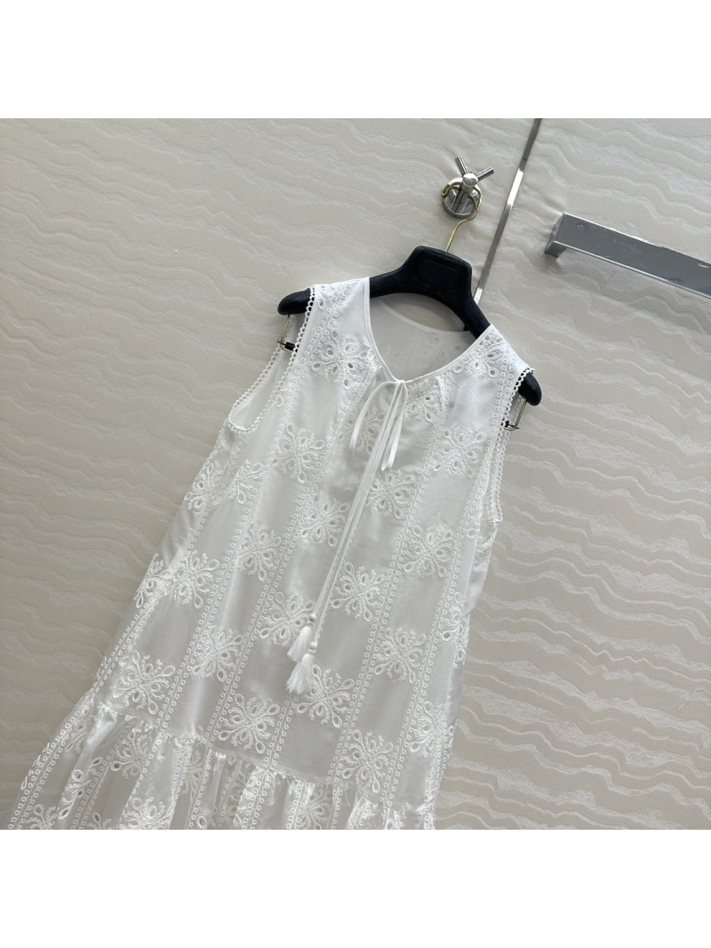 Valentino Luxe Silk Cotton Embroidered A-Line Dress