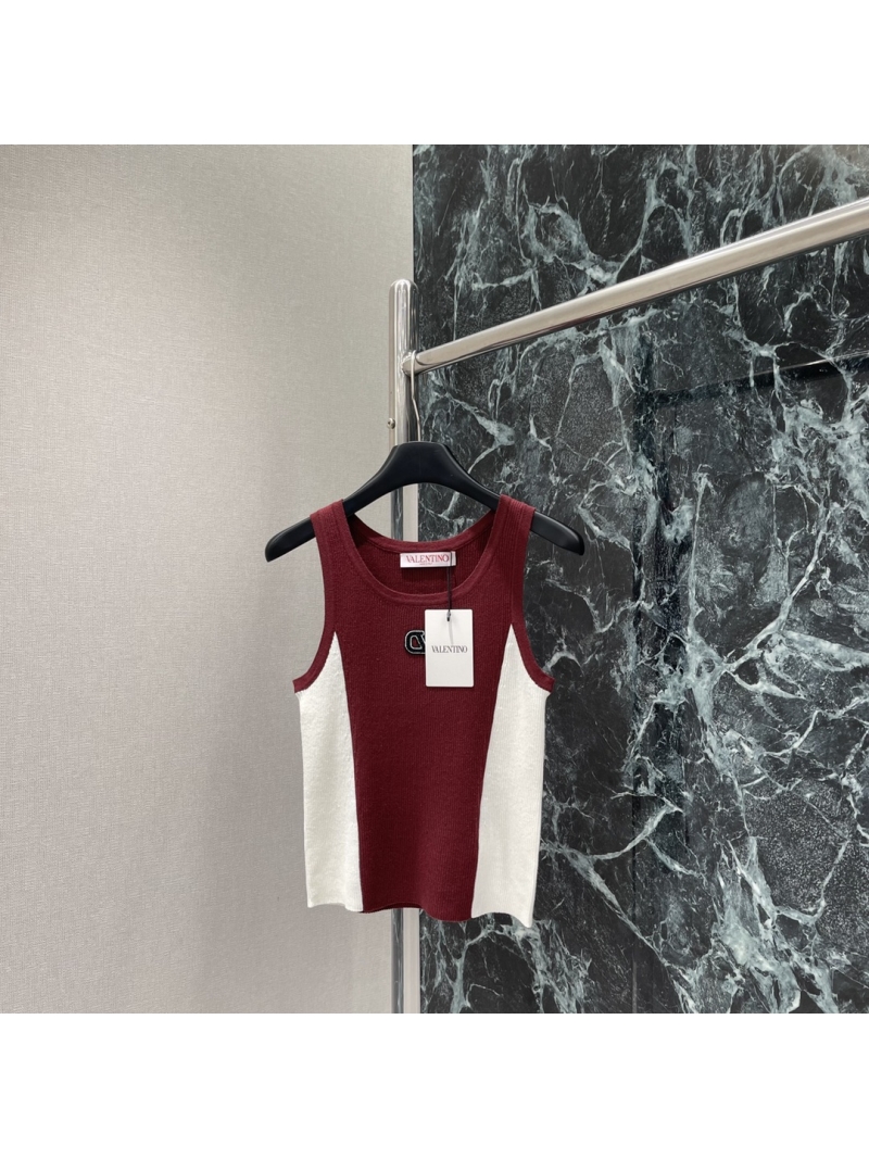 Valentino 2025 Summer Colorblock Knit Vest - Sleek Vertical Texture