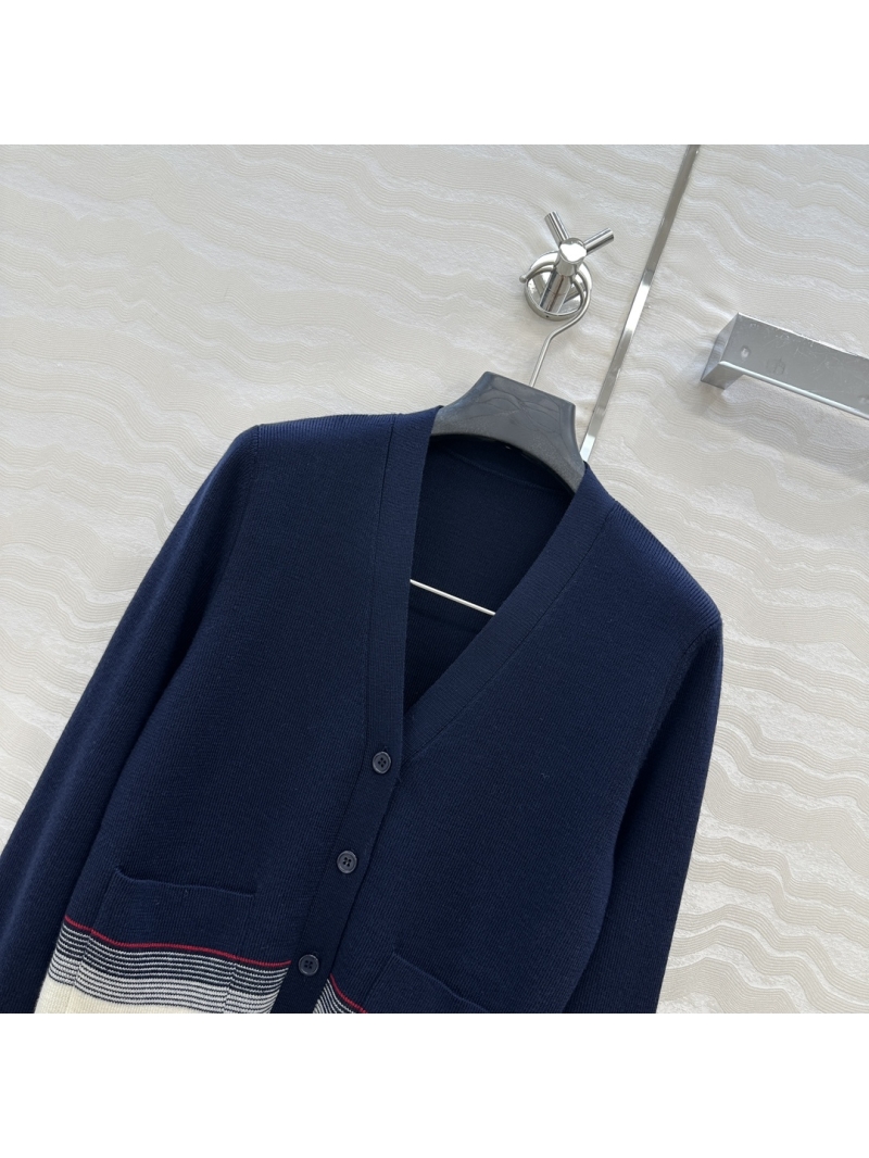 Valentino Classic V-Neck Cardigan - Luxe Wool Navy Blue Gradient