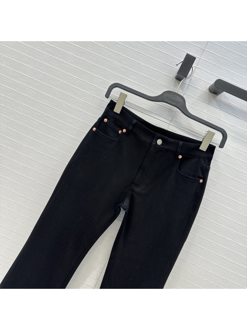 Valentino Black Flared Denim Jeans with Metal Button Accents