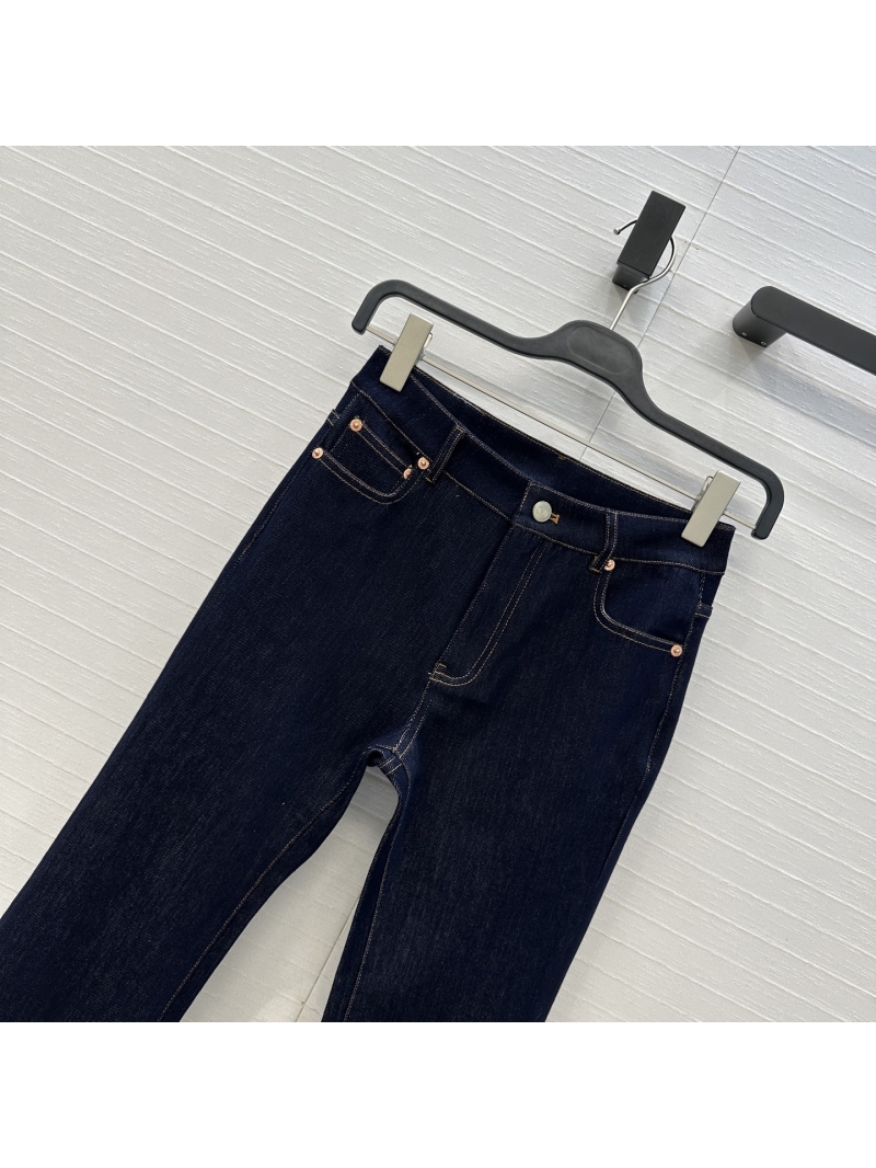 Valentino Blue Flared Denim Pants with Metal Button Accents - Luxe Custom Wash & Tailored Fit