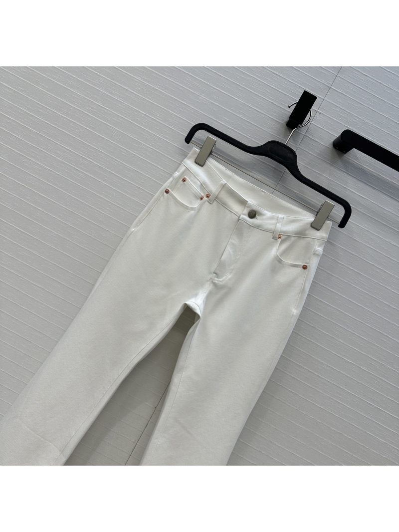 Valentino White Flared Denim Pants with Metal Button Accents - Luxe Custom Imported Denim