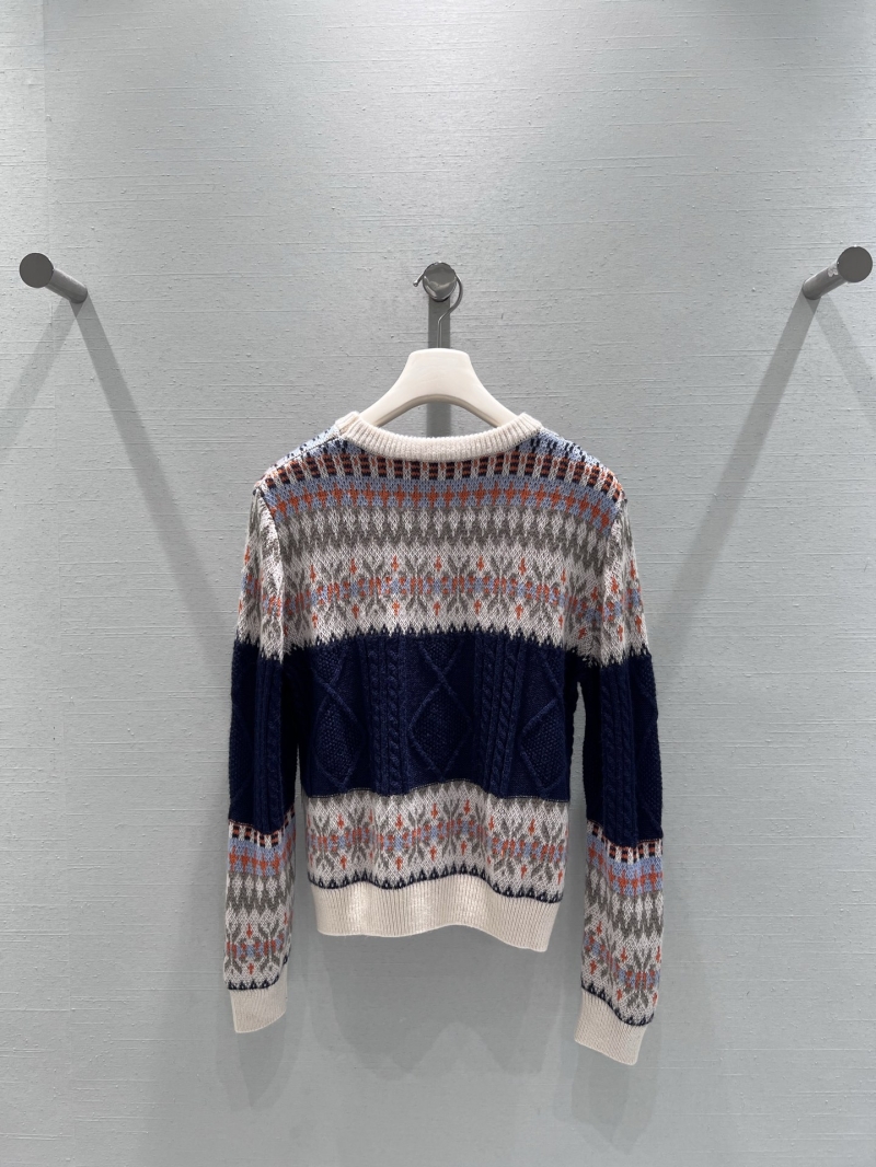 Valentino Fair Isle Cable-Knit Cropped Sweater - Color-Blocked Luxury Knitwear