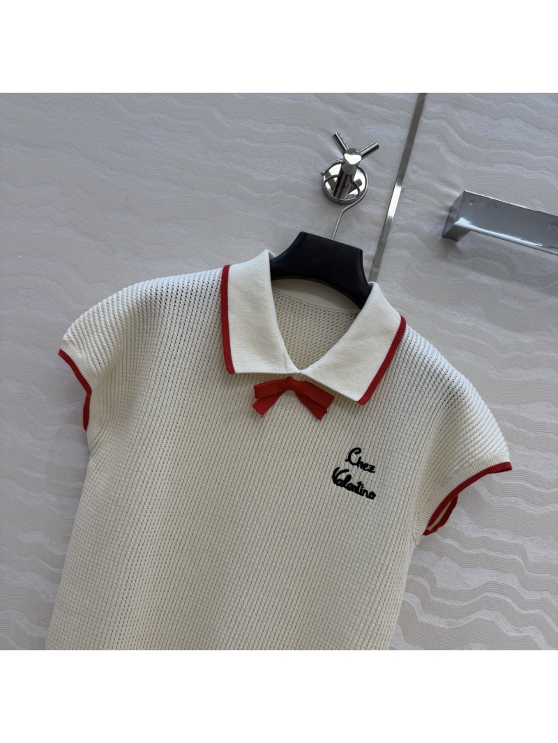 Valentino Exquisite 18-Gauge Pure Cotton Pointelle Peter Pan Collar Knitted Sweater