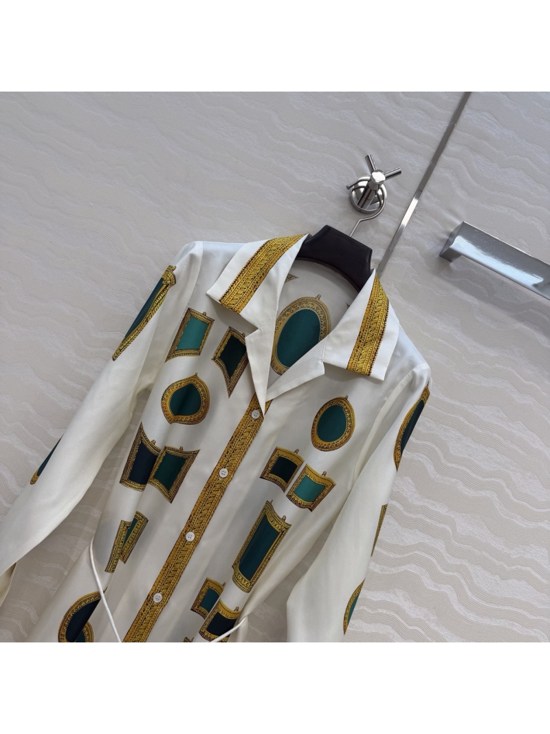 Versace Limited Edition The Gallery 100% Silk Twill Positioned Print Shirt Dress