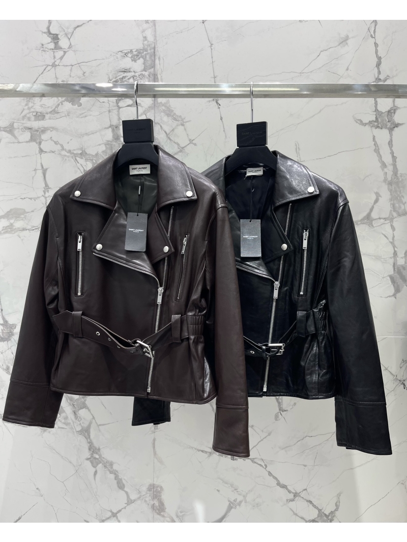 Saint Laurent Luxe Imported Sheepskin Leather Jacket - Black