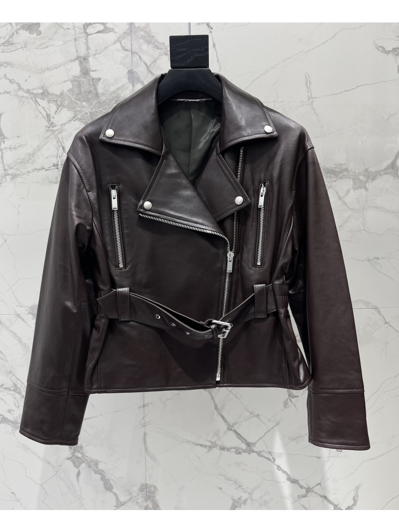 Saint Laurent Luxe Imported Sheepskin Slim-Fit Leather Jacket