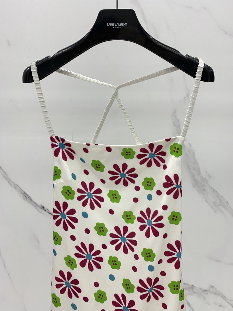 SAINT LAURENT Daisy Backless Midi Dress in Luxe Crêpe