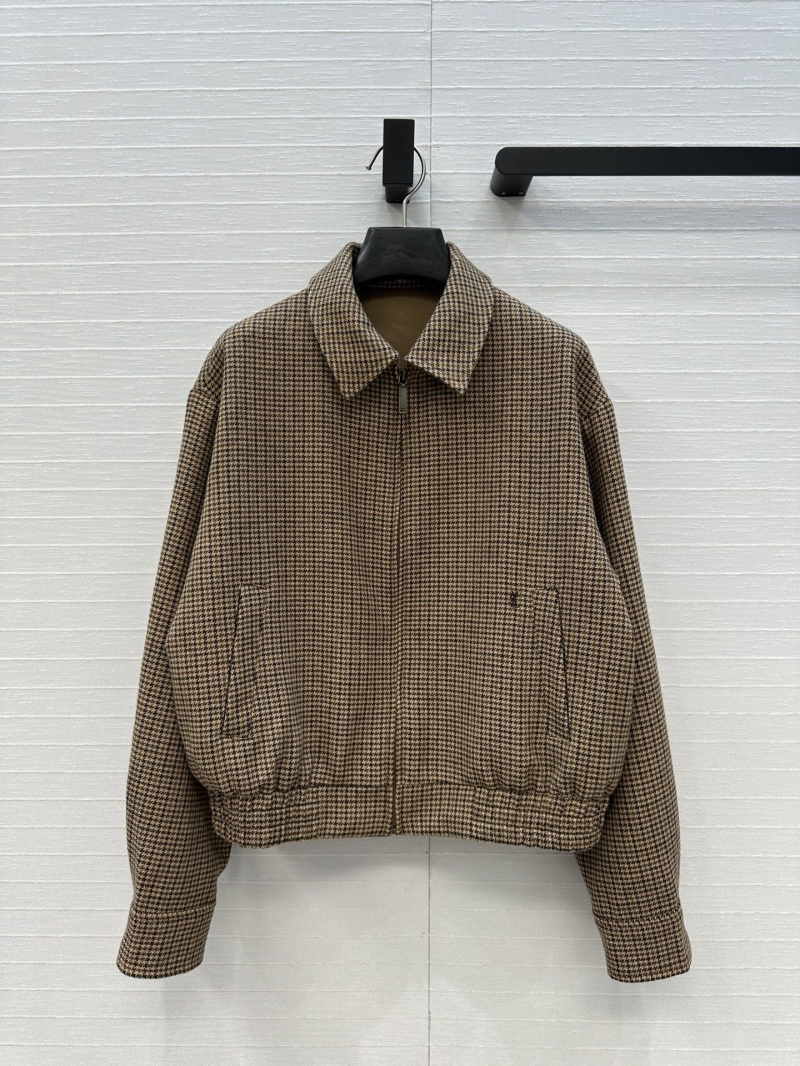 YSL Saint Laurent SLP New Collection Retro Houndstooth Baseball Jacket - Luxe Wool Short Cropped Blazer