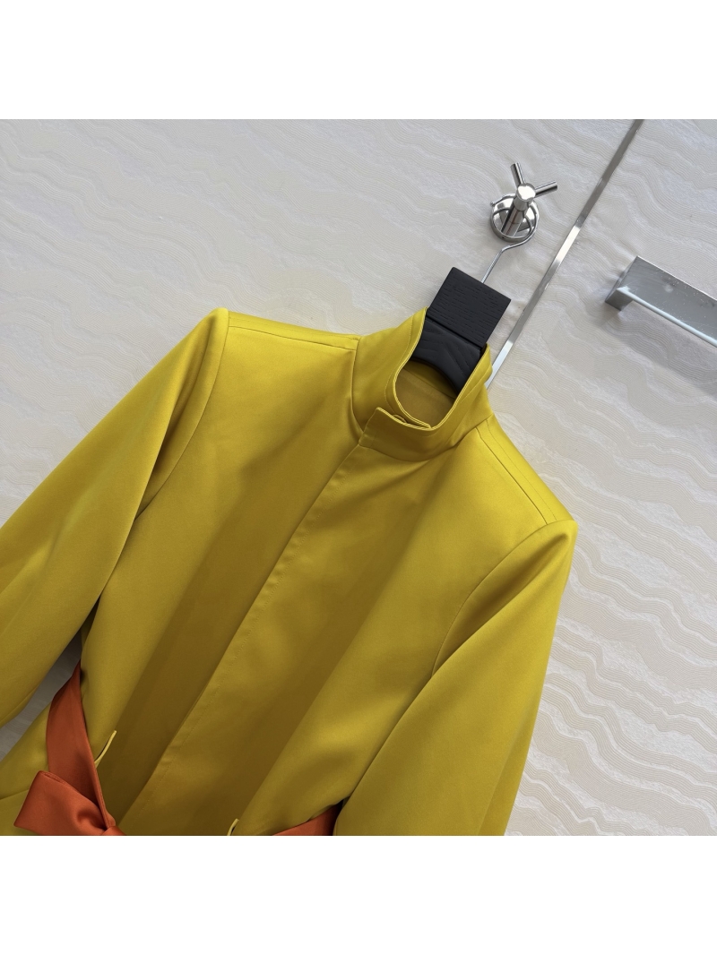 Saint Laurent Signature Imported Fabric Vintage Silhouette Coat in Chartreuse Yellow