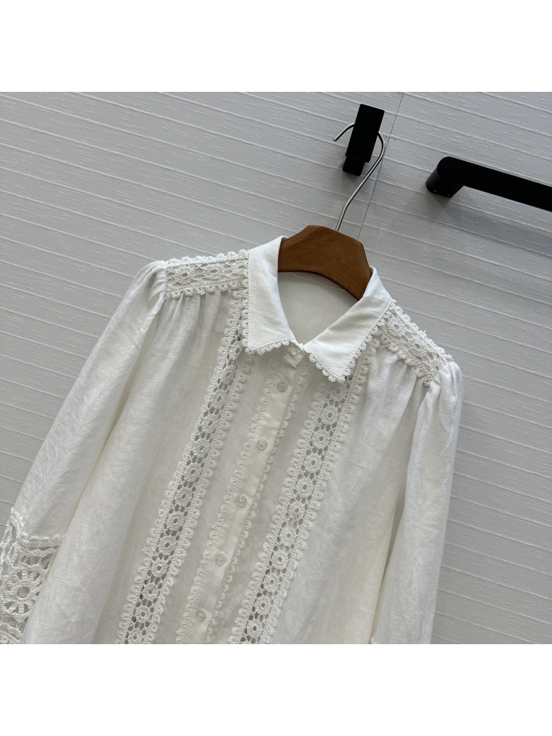Zara M25 Spring Summer French Linen Lantern Sleeve Shirt - Elegant Vintage Palace Style
