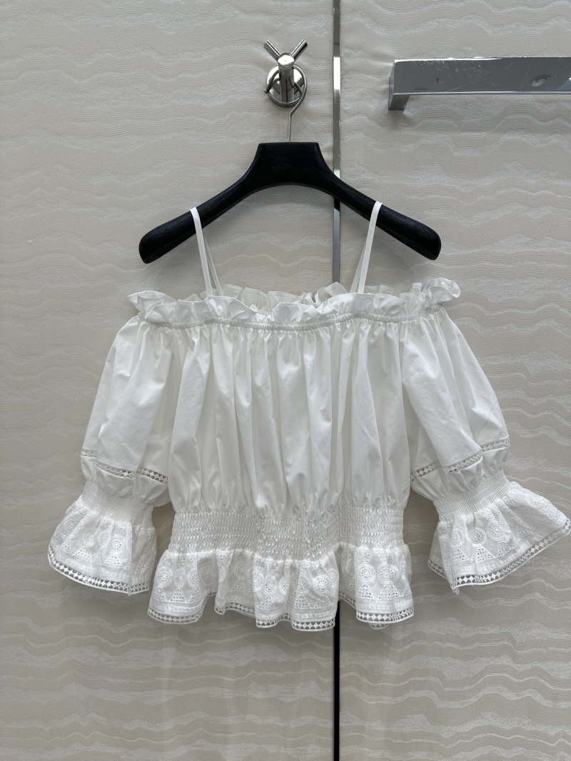 Exclusive Zimmermann French Riviera Lace-Embroidered Off-Shoulder White Top